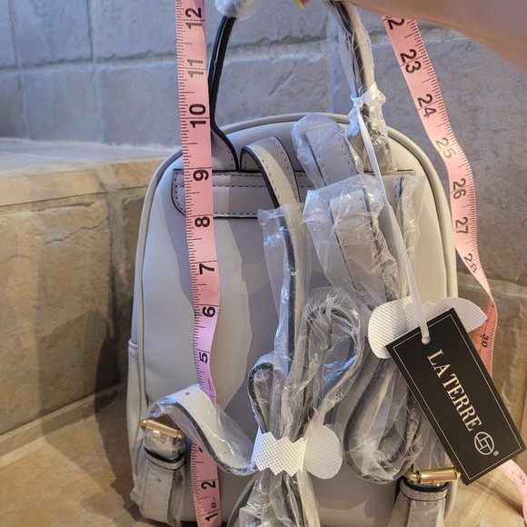 La Terre small vegan leather backpack, new with tags, dove gray - Picture 9 of 10